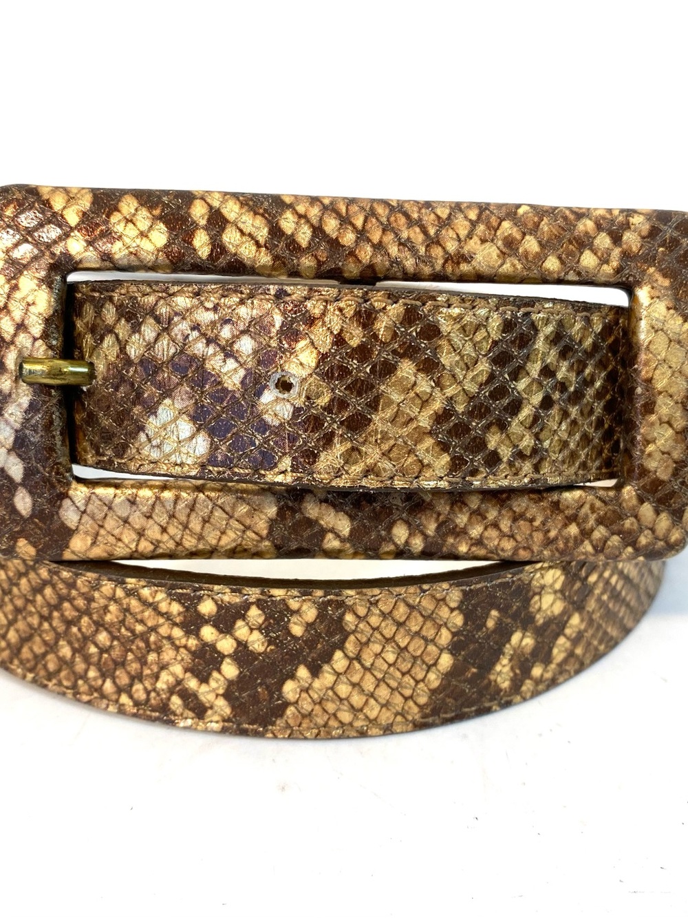 LEATHEROCK Snake Embossed Metallic Leather Belt